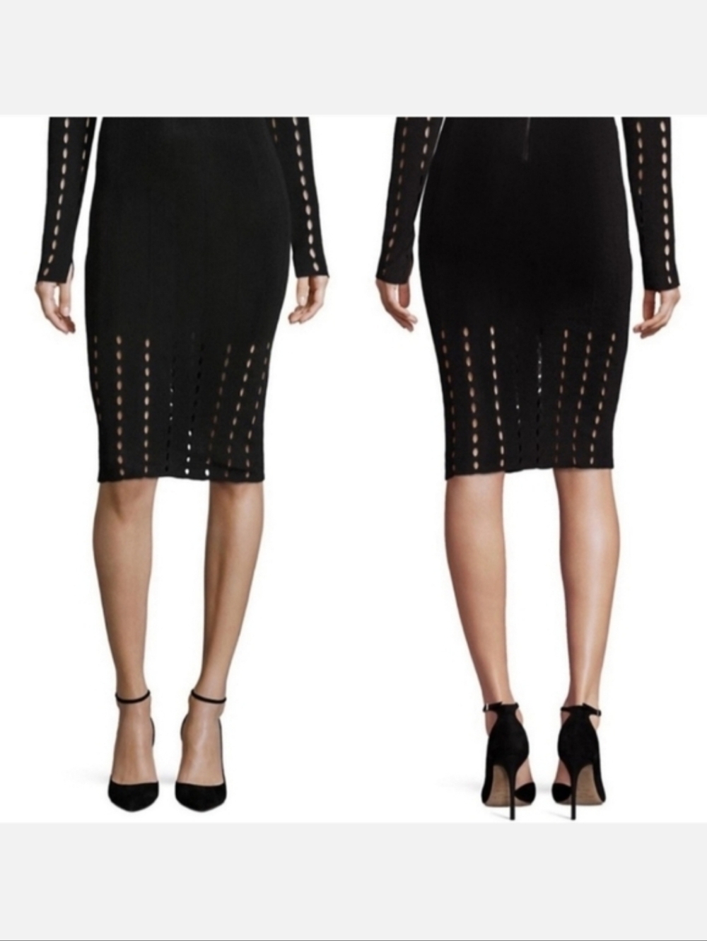 Alice + Olivia Melanie Pointelle Pencil Skirt  Size Small